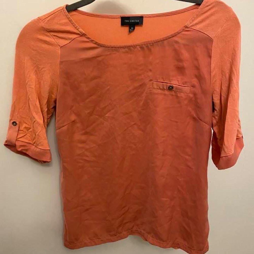 The Limited Coral silk front top